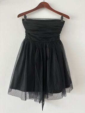 Francesca's Collections Black Strapless Tulle Cocktail Dress